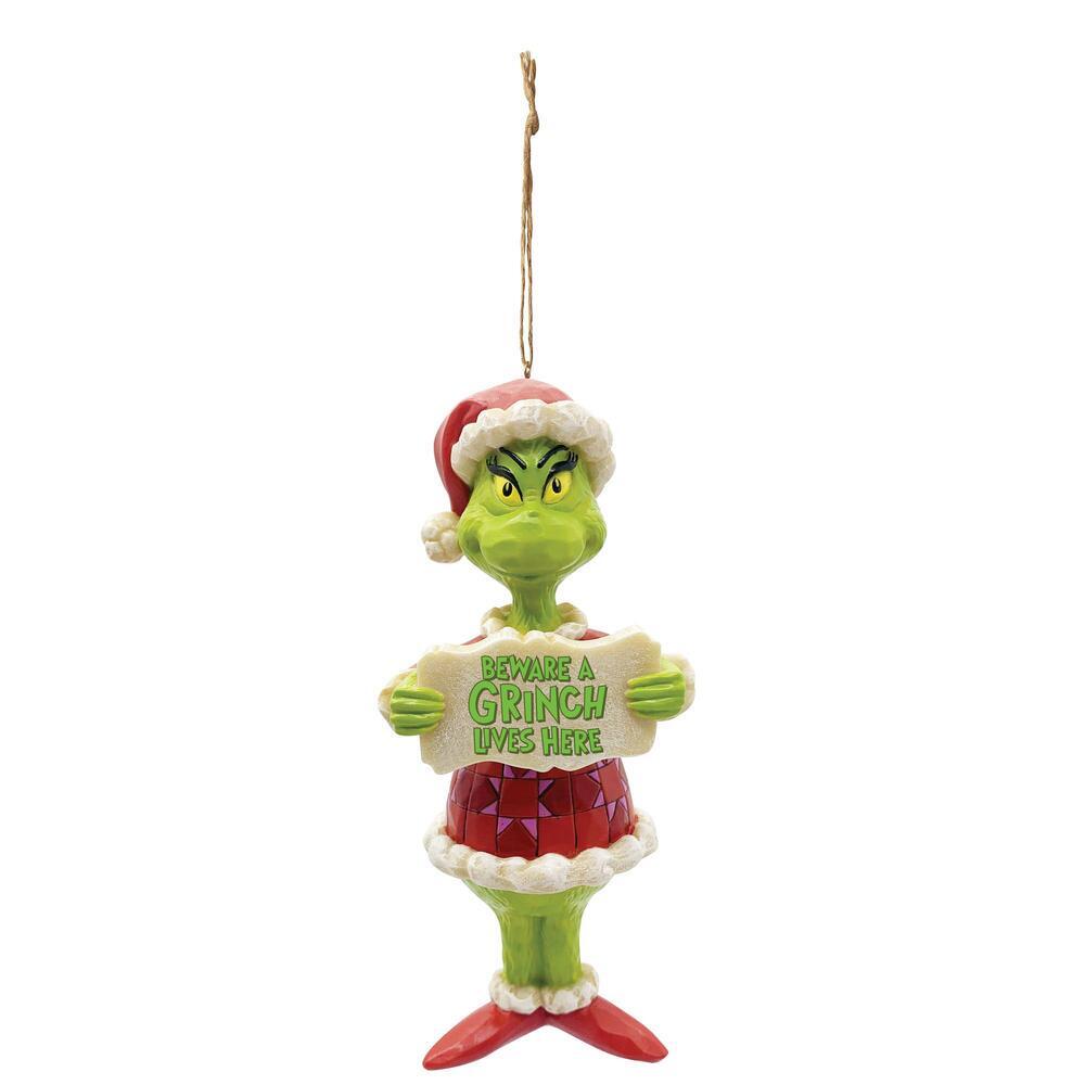 Jim Shore Grinch Grinch with Wreath Hanging Ornament Figurine 