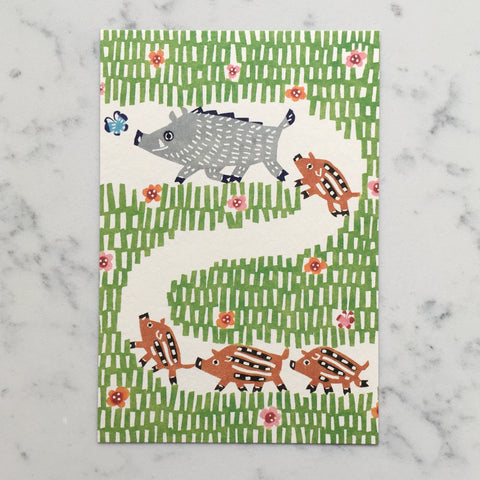 The year of the wild boar 2019 postcard. Japan Stationery