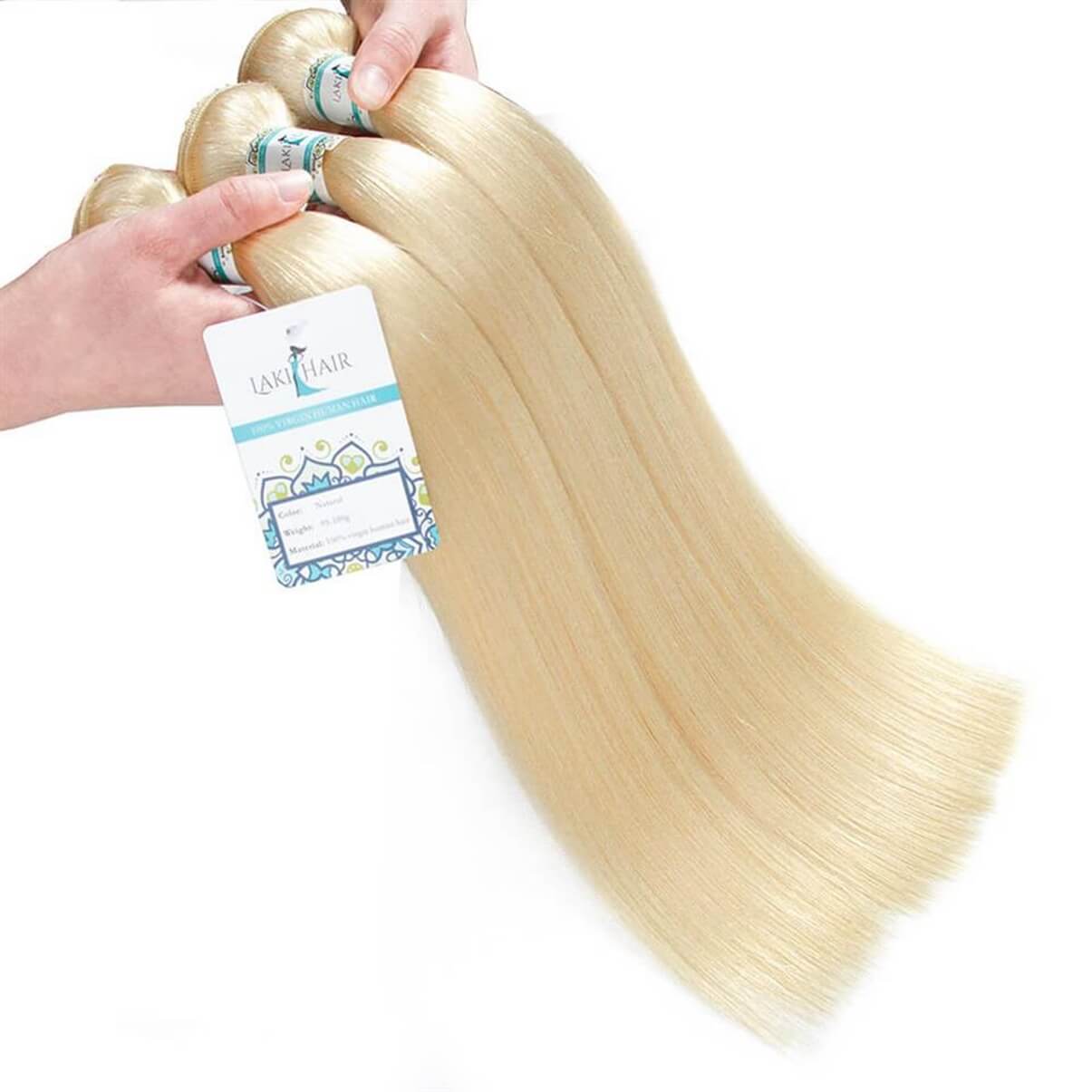 Lakihair 10A 613 Blonde Hair Bundles Virgin Brazilian Straight Hair 3 Bundles Hair Extensions