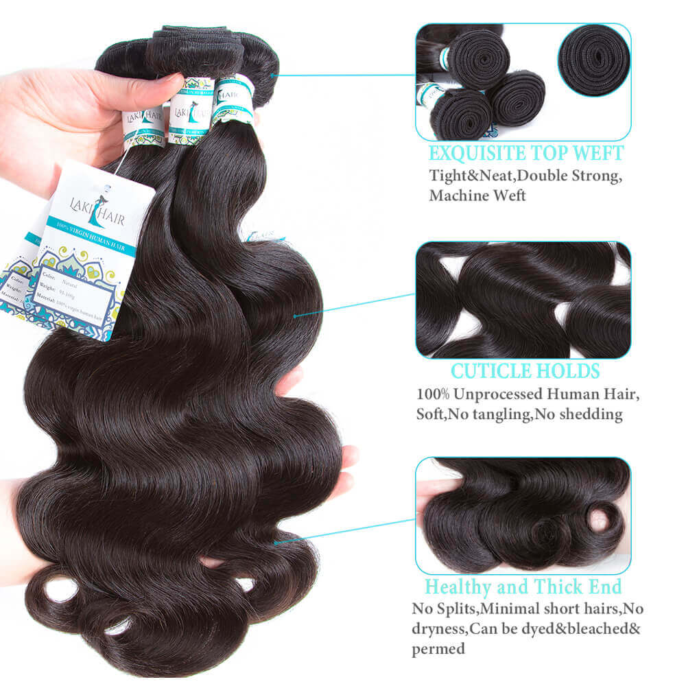 Lakihair Body Wave 1 Bundle Hair Weaving Virgin Human Hair 1 Single Bundle Deals