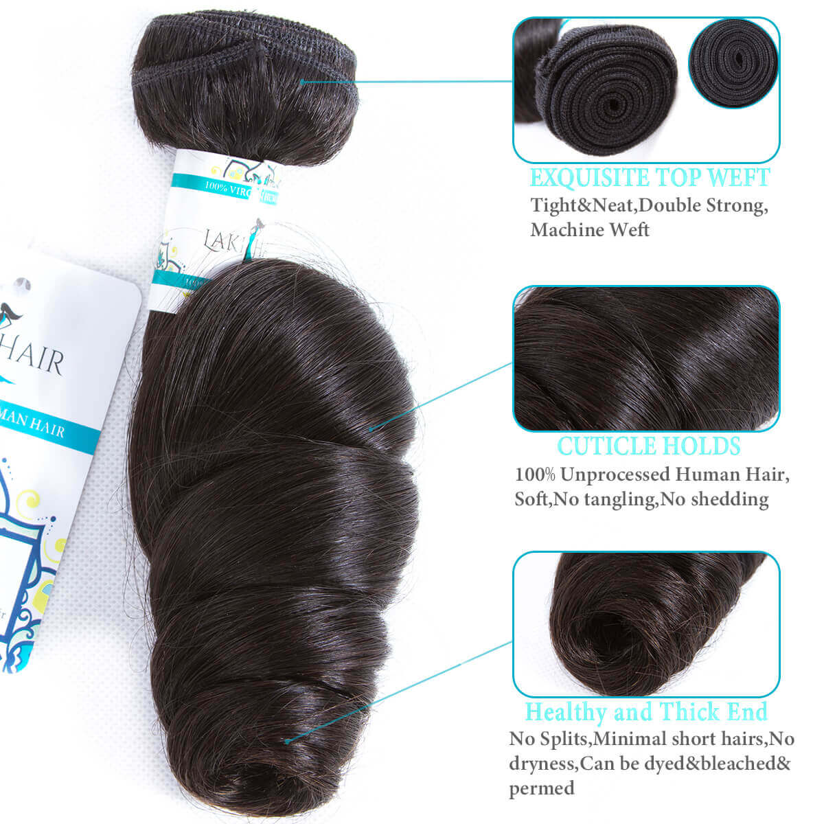 Lakihair 8A Loose Wave Hair Weaving 1 Bundle Deals Virgin Human Hair