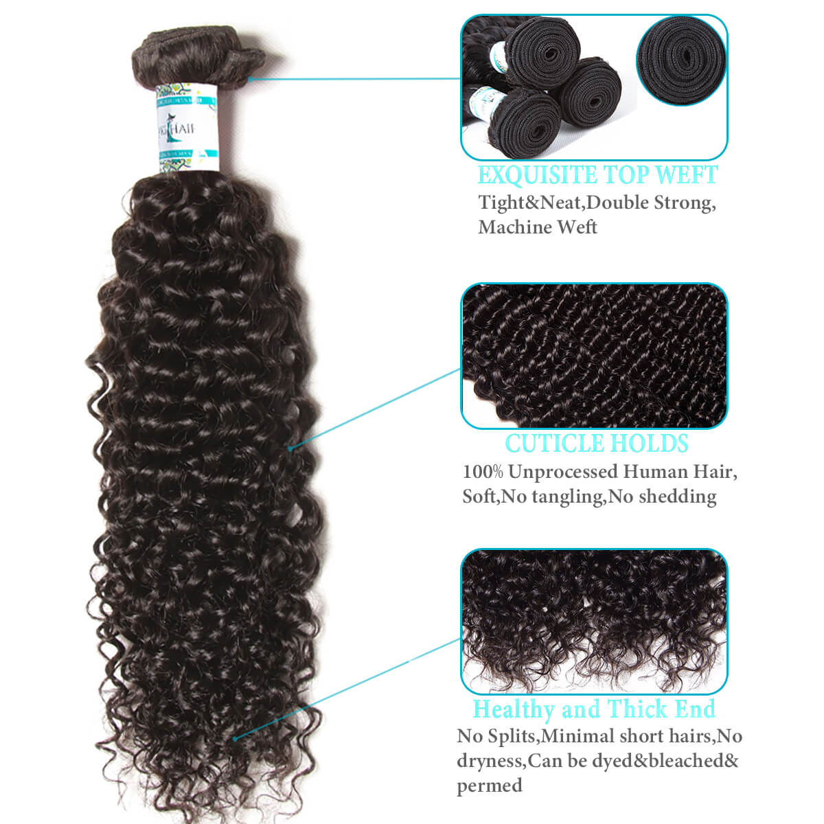 Lakihair 8A Human Hair Bundles Kinky Curly 1 Bundle Deals Virgin Human Hair