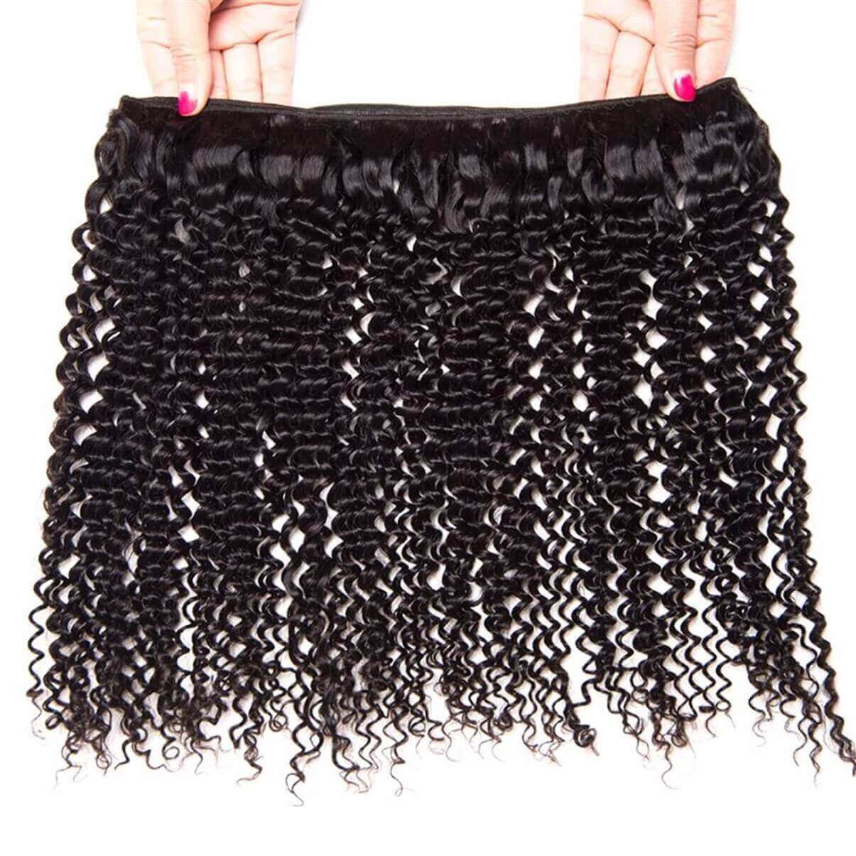 Lakihair 8A Kinky Curly 3 Bundles With Frontal Closure 13x4 Brazilian Virgin Human Hair Bundles