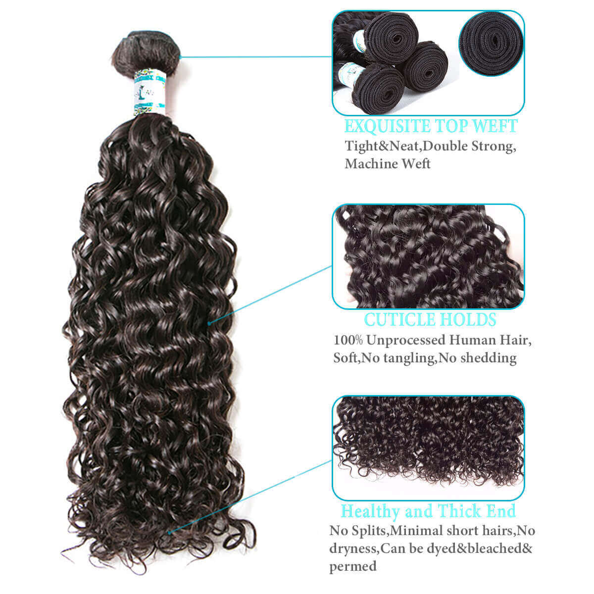 Lakihair 8A Brazilian Real Human Hair 3 Bundles With 13x4 Lace Frontal Closure Water Wave Hair Bundles