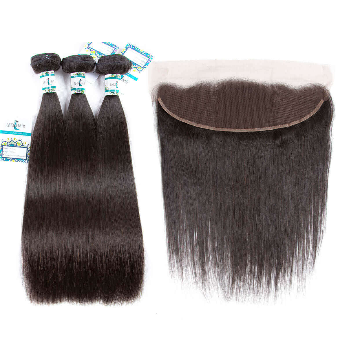 Lakihair 8A Brazilian Virgin Human Hair Straight Hair 3 Bundles With 13x4 Lace Frontal Closure