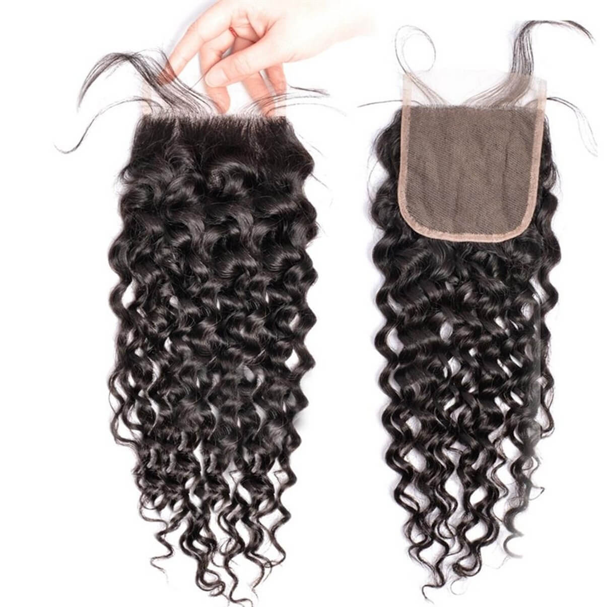Lakihair 8A Brazilian Water Wave Hair 4 Bundles With Lace Closure 4x4 Virgin Human Hair Bundles