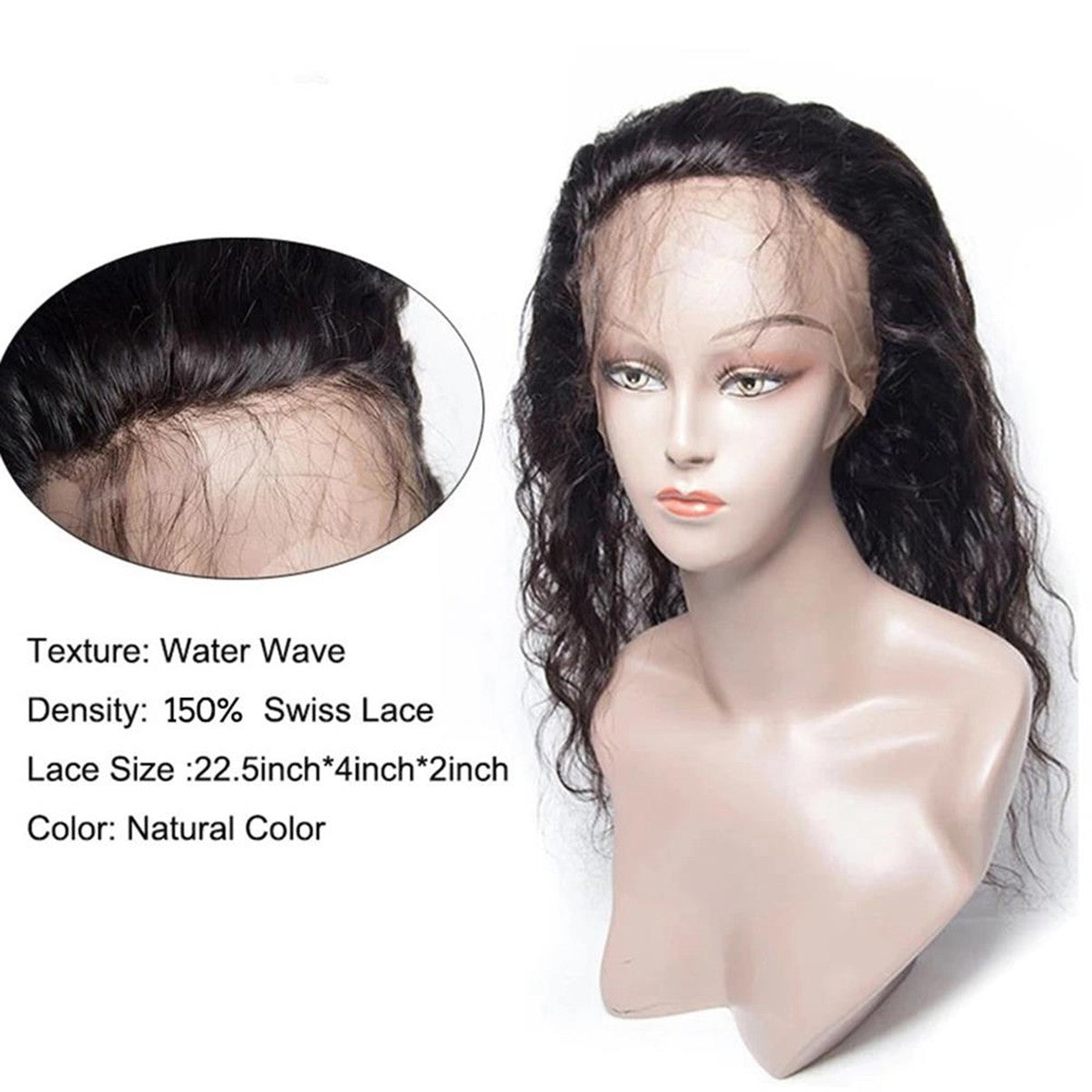 Lakihair 8A Grade Virgin Human Hair Water Wave Hair Extensions 2 Bundles With 360 Lace Frontal