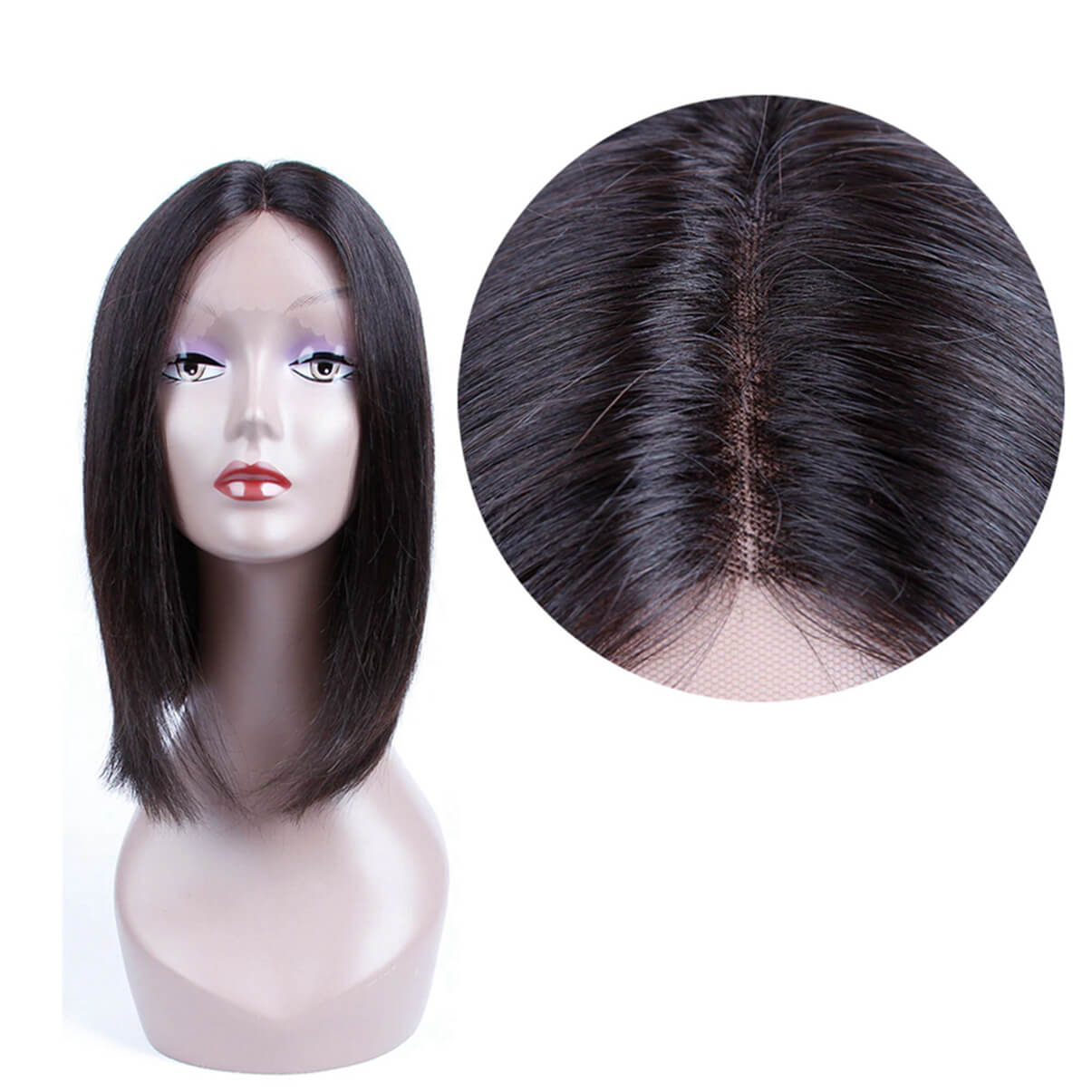 Lakihair Short Bob Wigs Virgin Brazilian Straight Hair Lace Front Wigs 180% Density U Part Bob Wigs With Baby Hair Bleached Knots