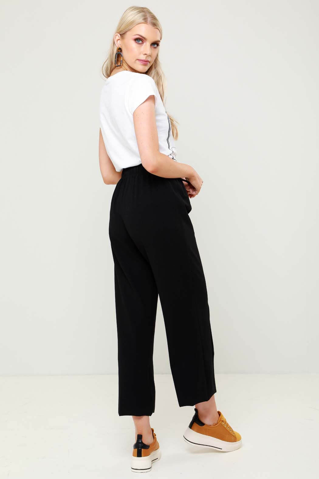 Arrow Black Split Hem Wide Leg Trouser