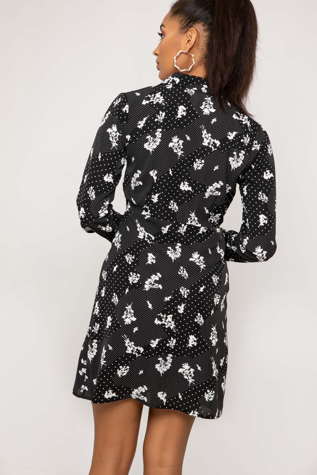Zoey DB Black Floral Spot Mini Dress