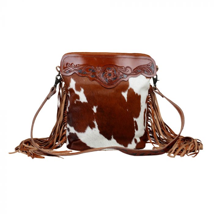 cowhide fringe crossbody purse