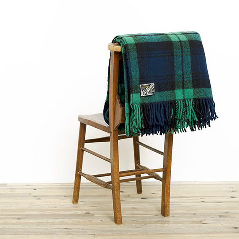 Kerry Woollen Mills オーガニック ウールブランケット グリーン×ネイビー