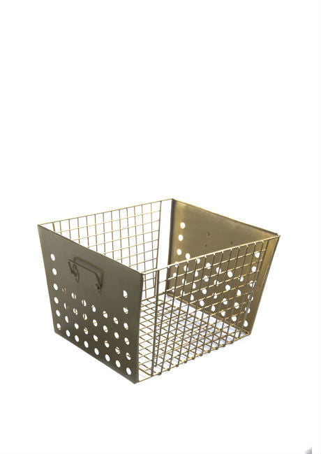 Madame Stoltz | Gold Square Basket with Handles