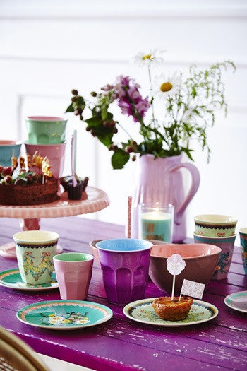 Rice Dk | Melamine Dessert Plate with Dusty Lavender Flower Print