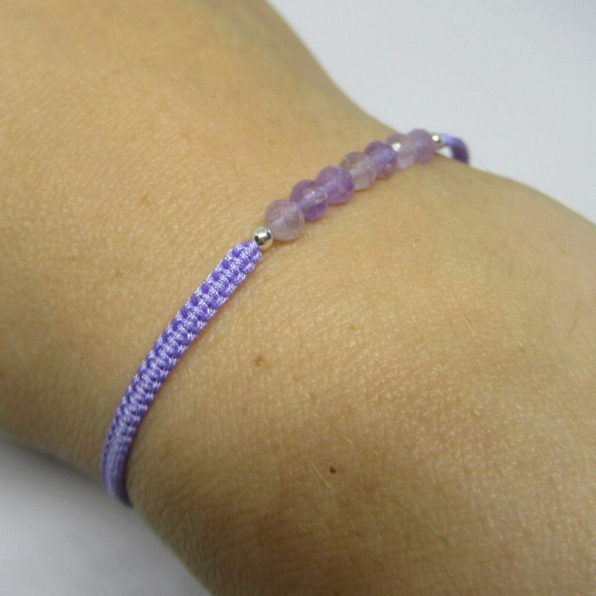 Details about   Purple Cord Friendship Bracelet With Amethyst Gemstone & 925 Sterling Beads