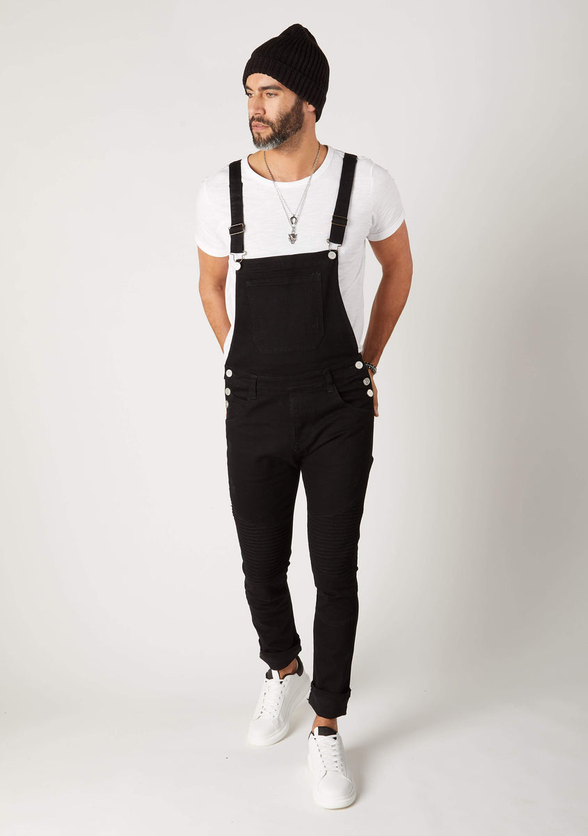 black overall skinny jeans