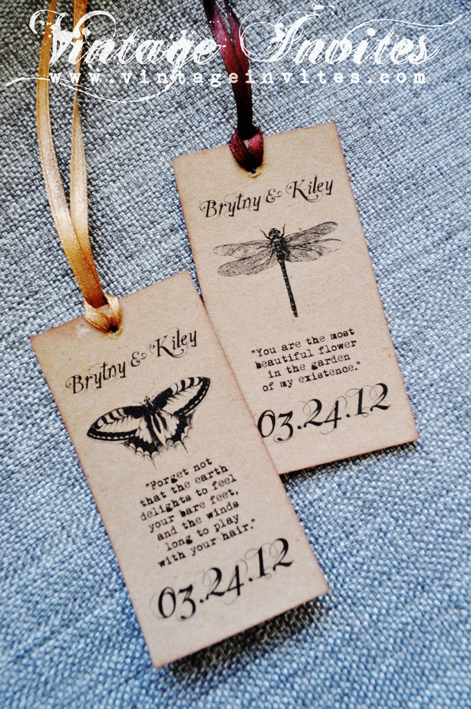 Vintage butterfly wedding invitations