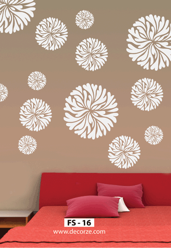Modern Flower stencilled wall