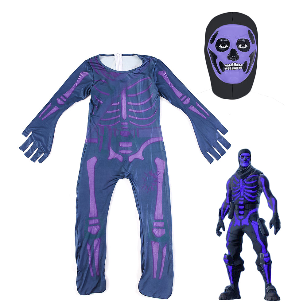 Fortnite Skully Onesie Kids Halloween Costume Fortnite Purple Skull Trooper Costume Uncostume