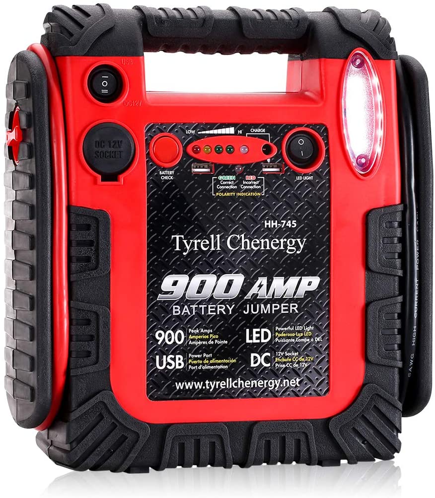 Emergency Power Supply 20000mAh Portable Power Pack Up to 6L Gas or 6L Diesel Engine Jump Starter Car Battery Charger 12V Portable Auto Lead-acid Battery Booster with LED Light