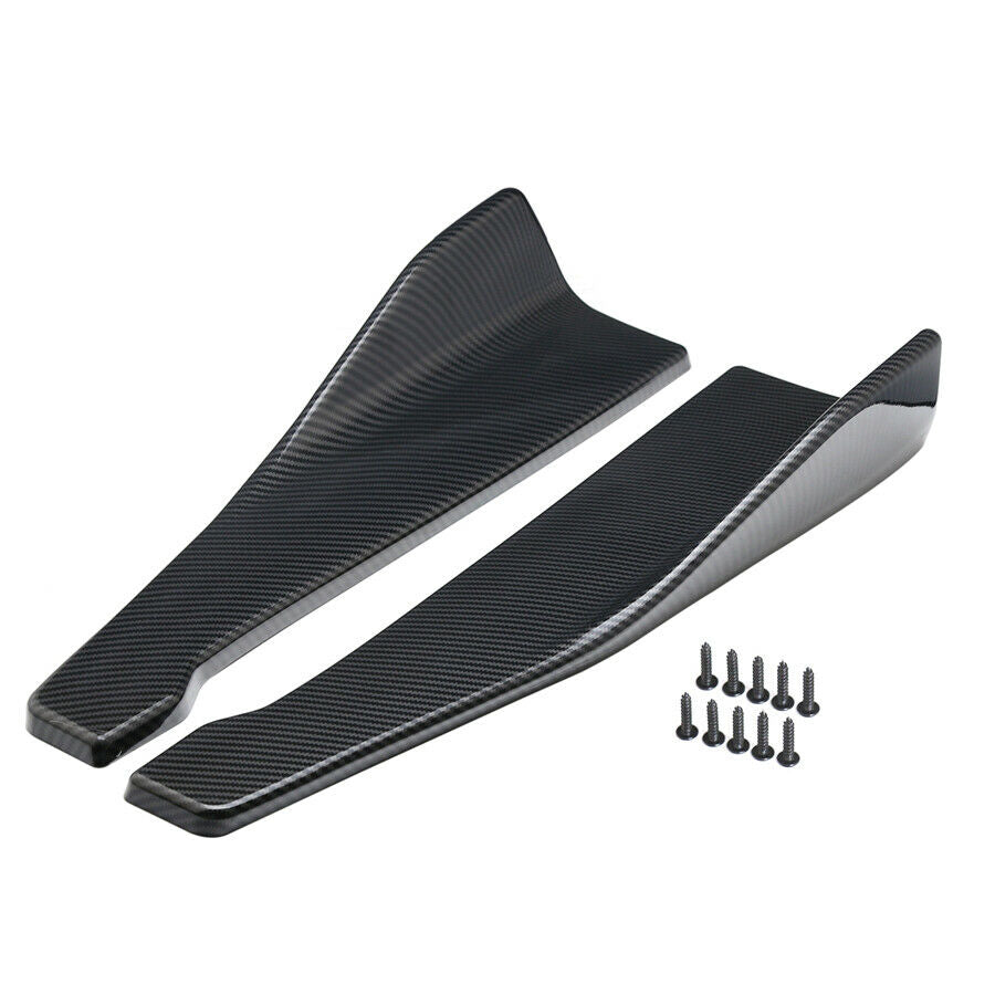 Car Side Skirt Extension Splitters Winglet Diffuser Rear Lip Glossy Black 48cm
