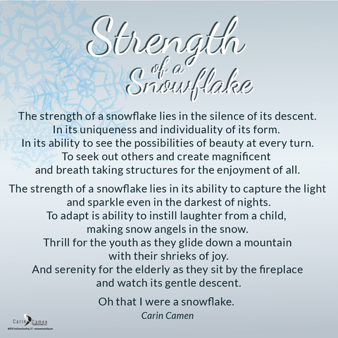 Strength of a Snowflake poem by Carin Camen