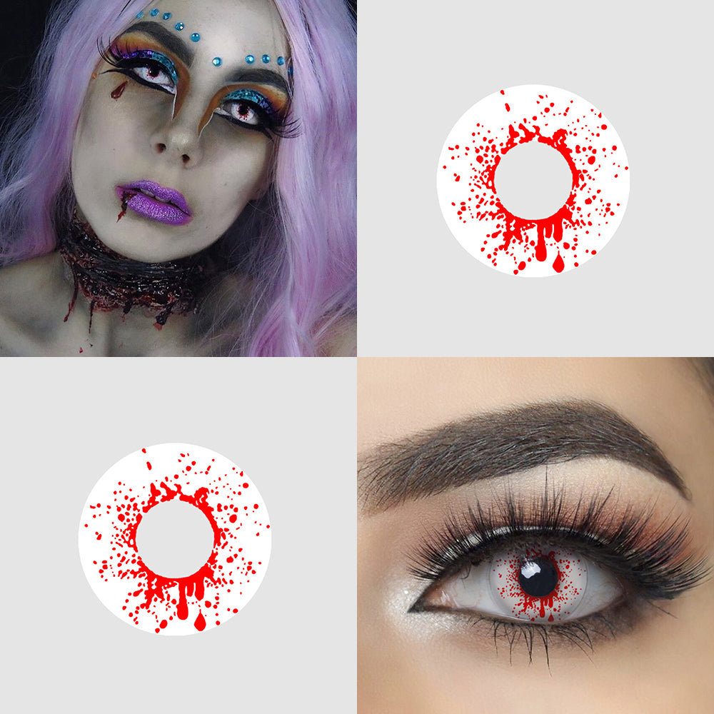 Crazy Blood Splat cosplay contacts with eye effect and bloody model lens photo