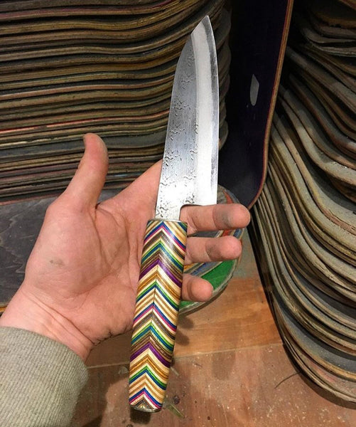 recycled skateboards custom knife