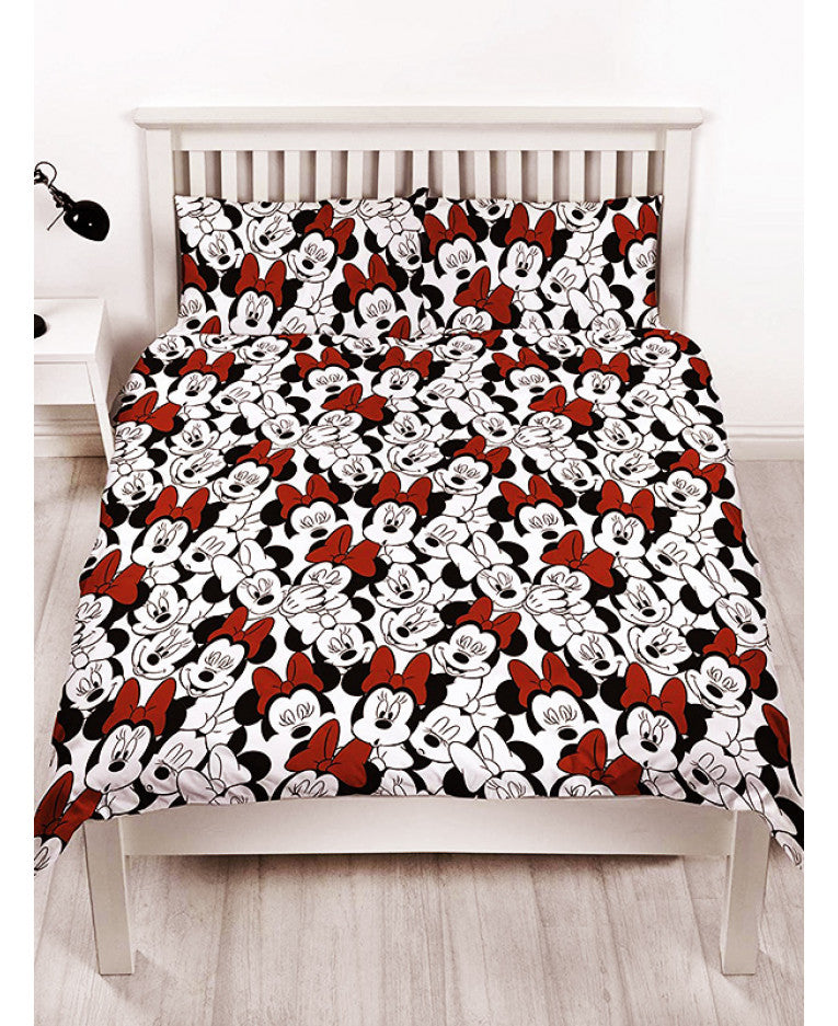 Minnie Mouse Cute Double Queen Duvet Cover And Pillowcase Set