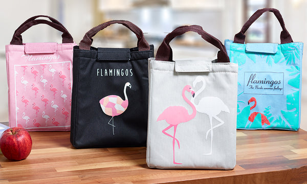 Flamingo Print Oxford Thermal Insulated Lunch Bags