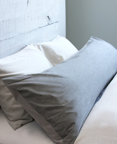 Chambray Grey & Charcoal Body Pillow