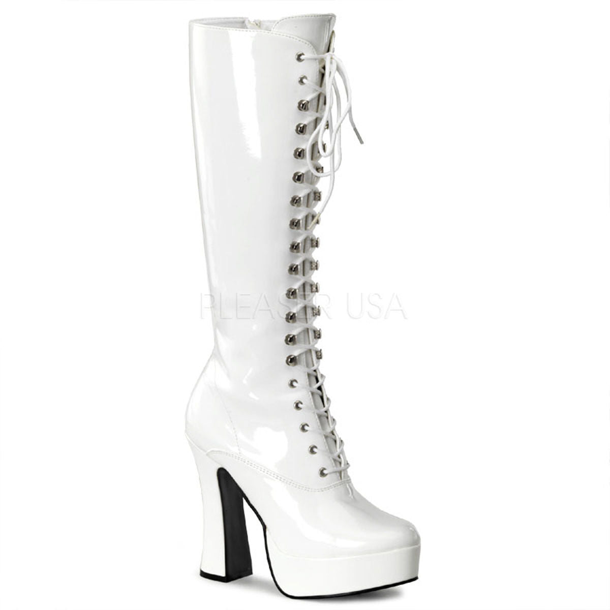 white lace up gogo boots