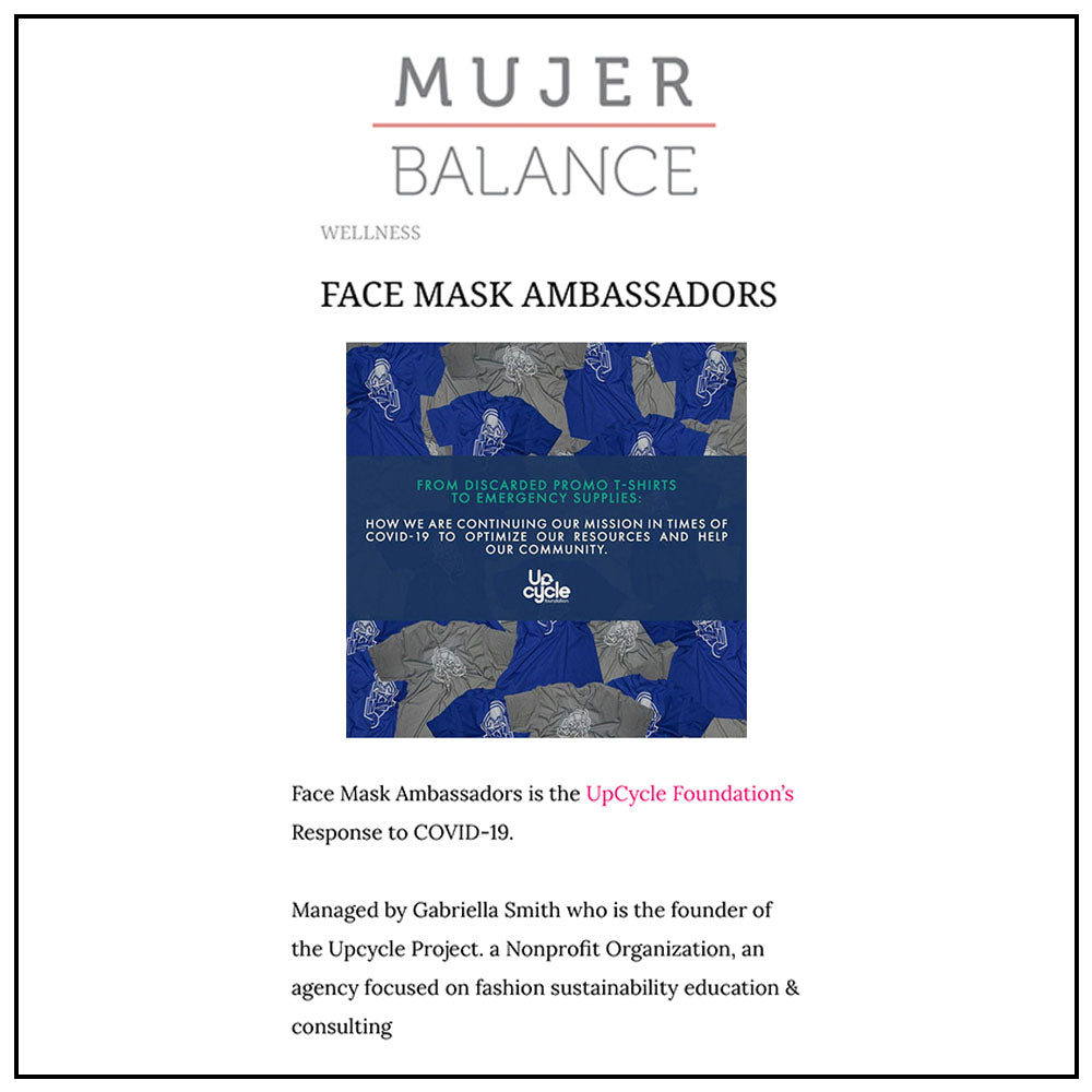The Upcycle Project Foundation COVID-19 Response Make Face Masks Create Jobs Mujer Balance