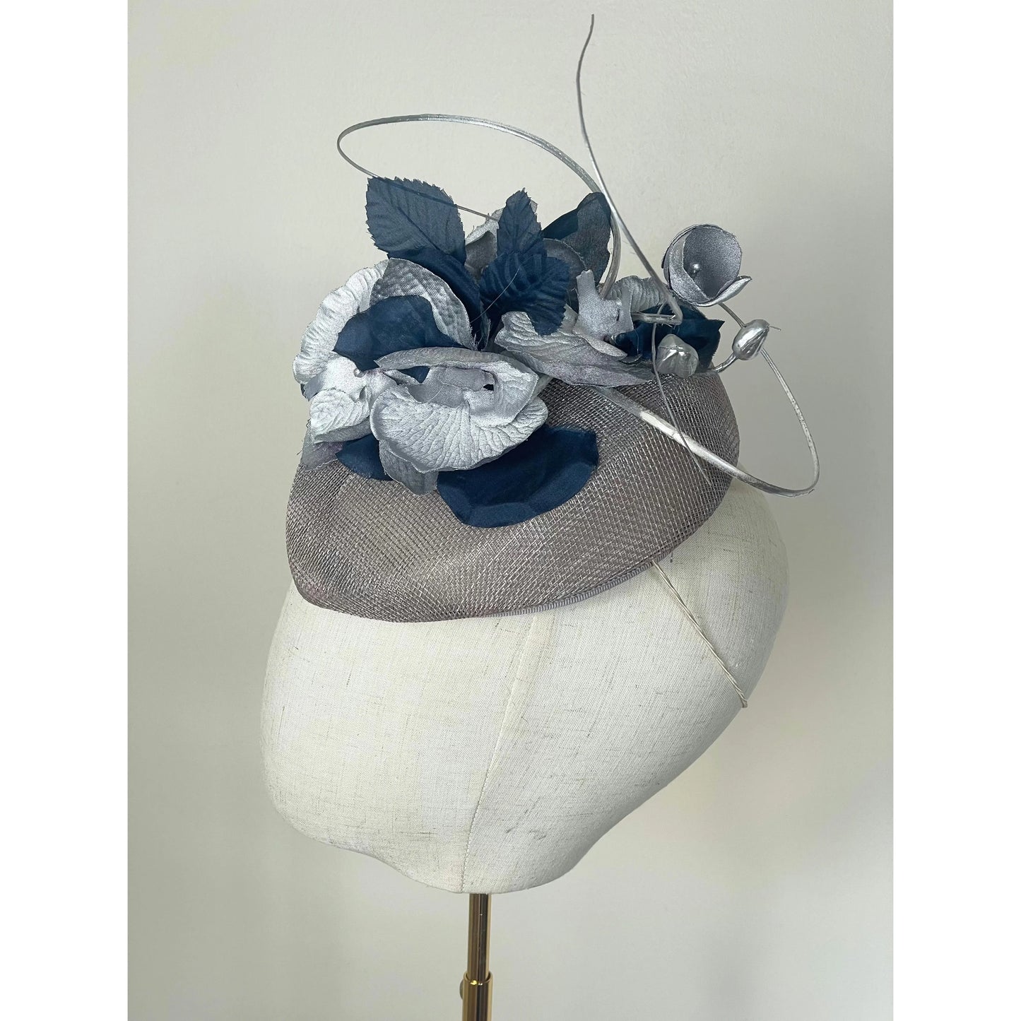 Navy and silver pillbox