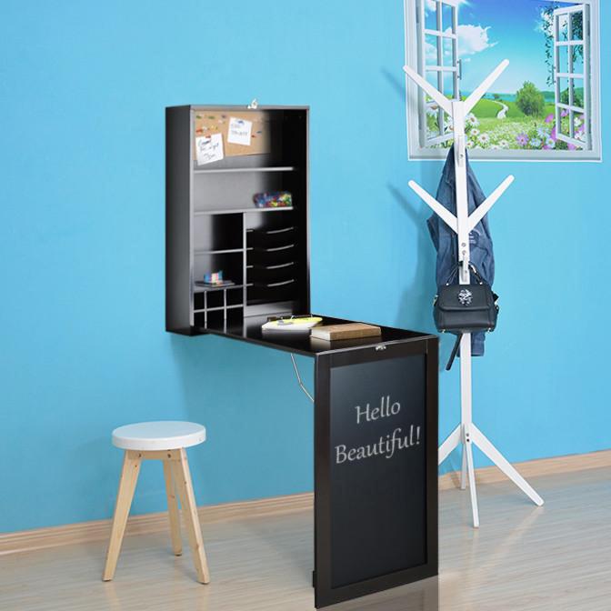Loft97 Fold Down Desk Table Wall Cabinet With Chalkboard Espresso