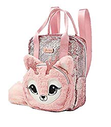 justice pink sparkle reindeer cute animal backpack