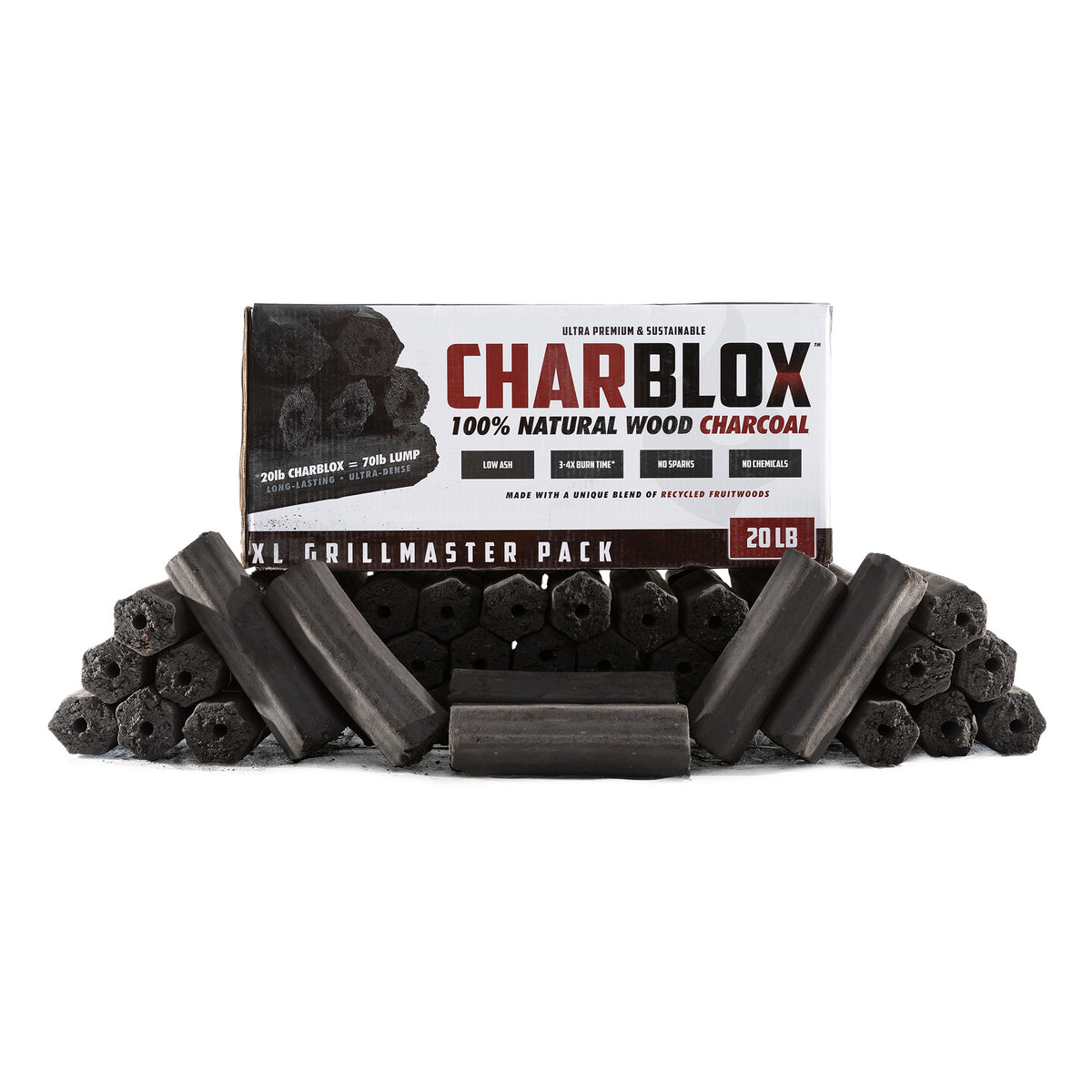 11 Lbs CHARBLOX TEC-0001 Lasting Premium Natural Wood Grilling Charcoal Logs 