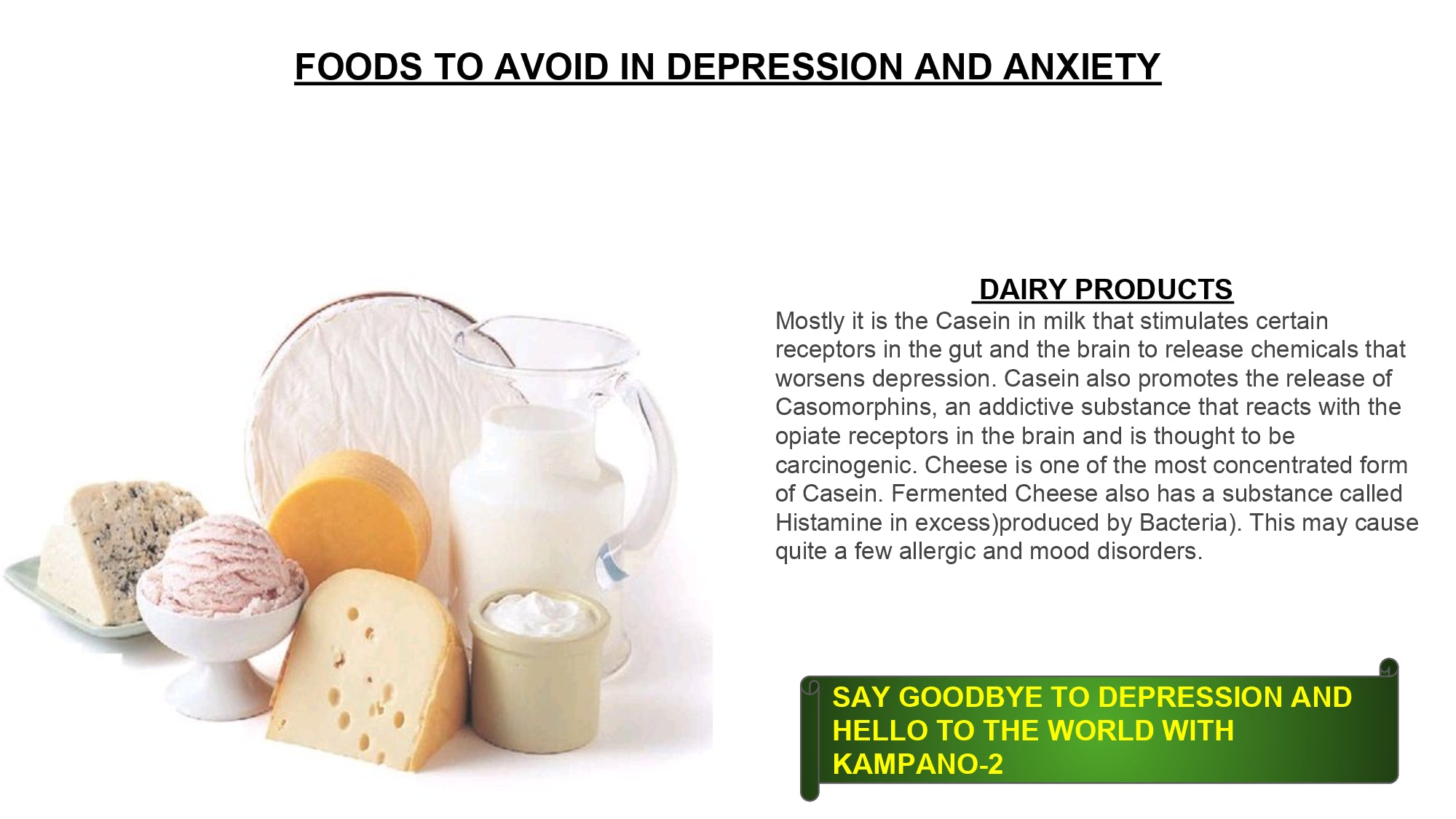 types of dairy products cause depression cheese milk ice cream