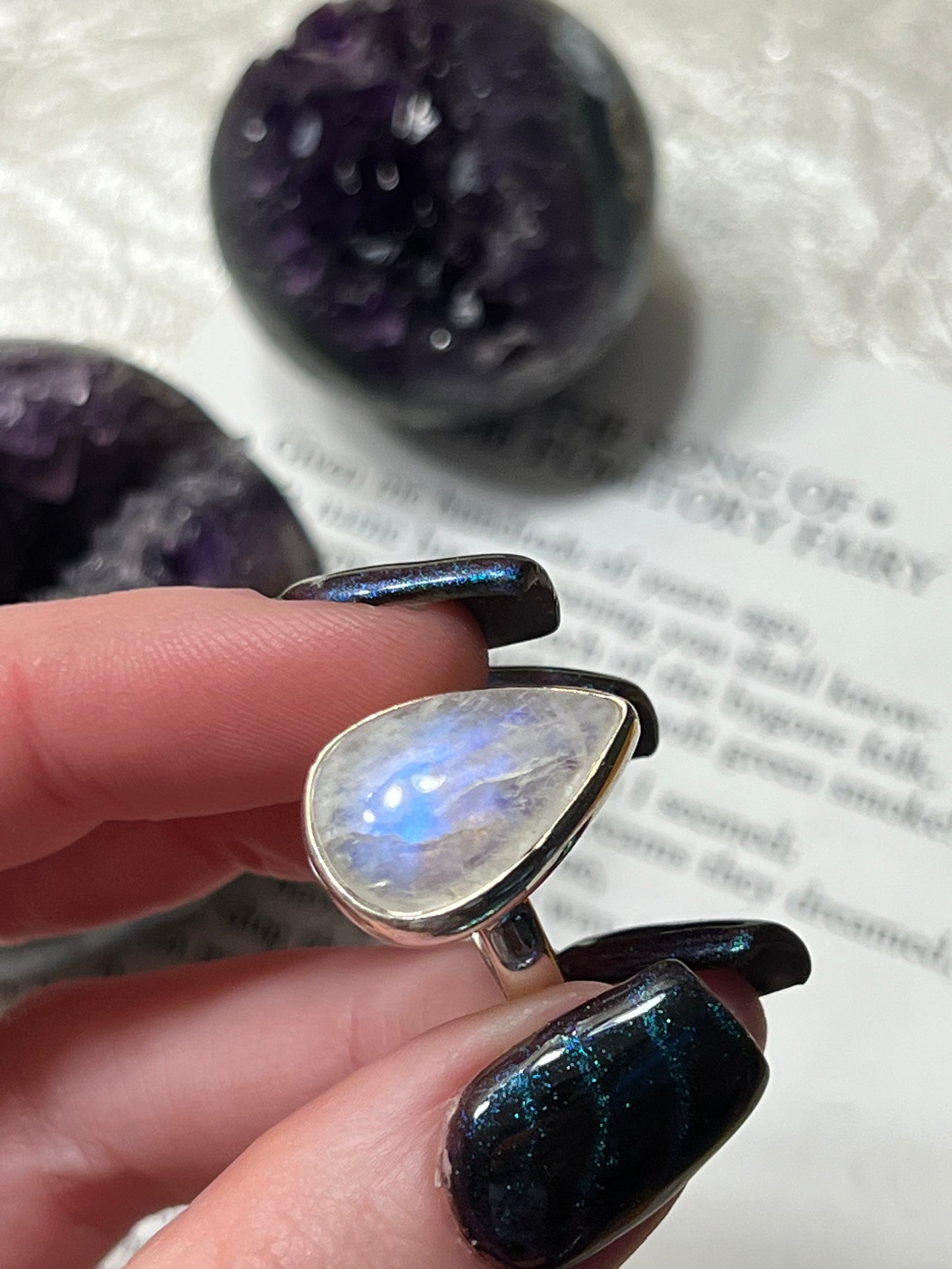 Size 6.5 Moonstone Ring Sterling Silver
