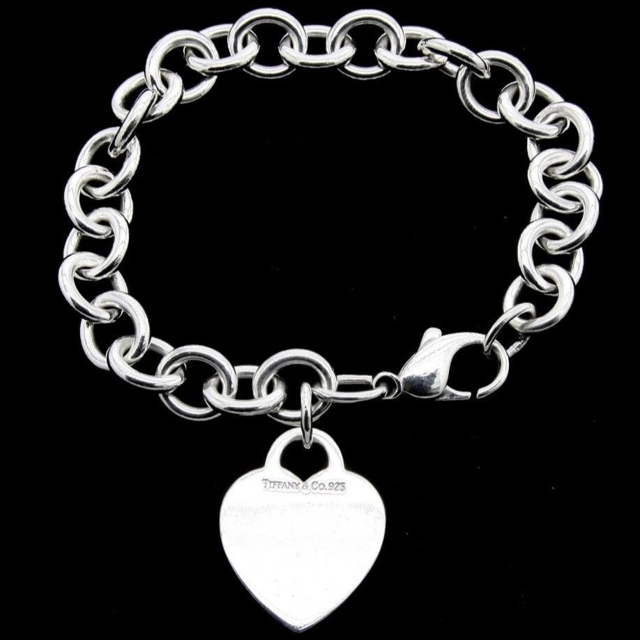 tiffany silver bracelet with heart charm