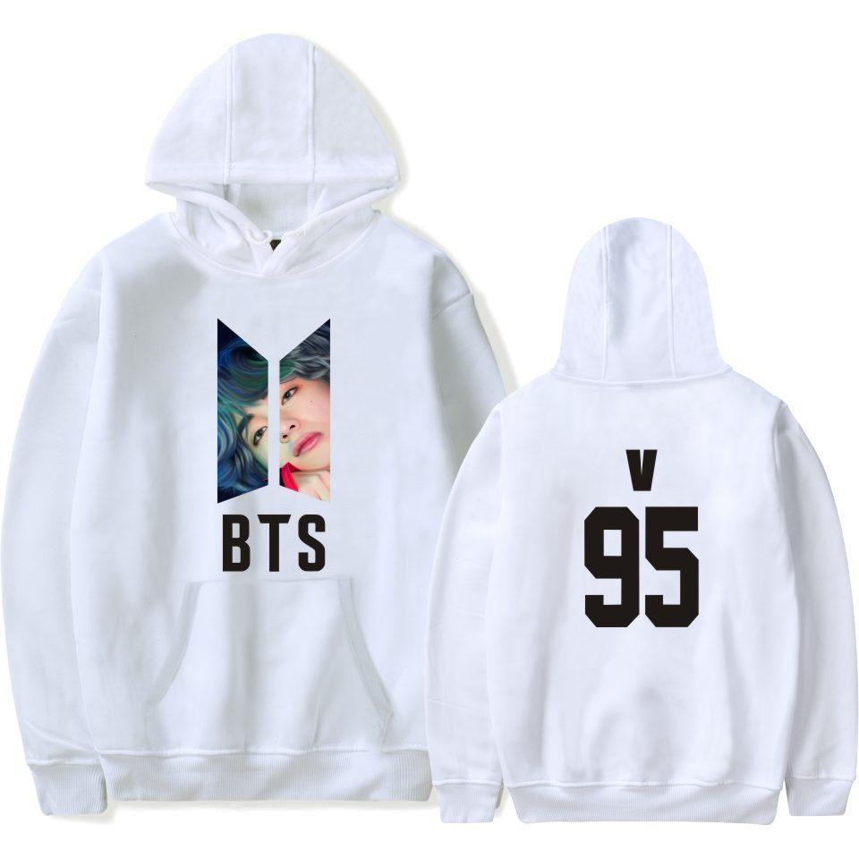 BTS Bias Printed Hoodies in White | BTS Clothing | BTS ARMY MERCH