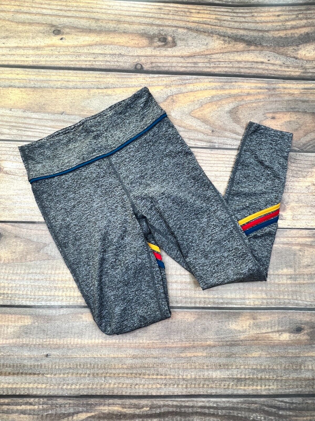 Ensmbl Space Dye Gray Crop Leggings with 3 Stripes Gray Women's Small