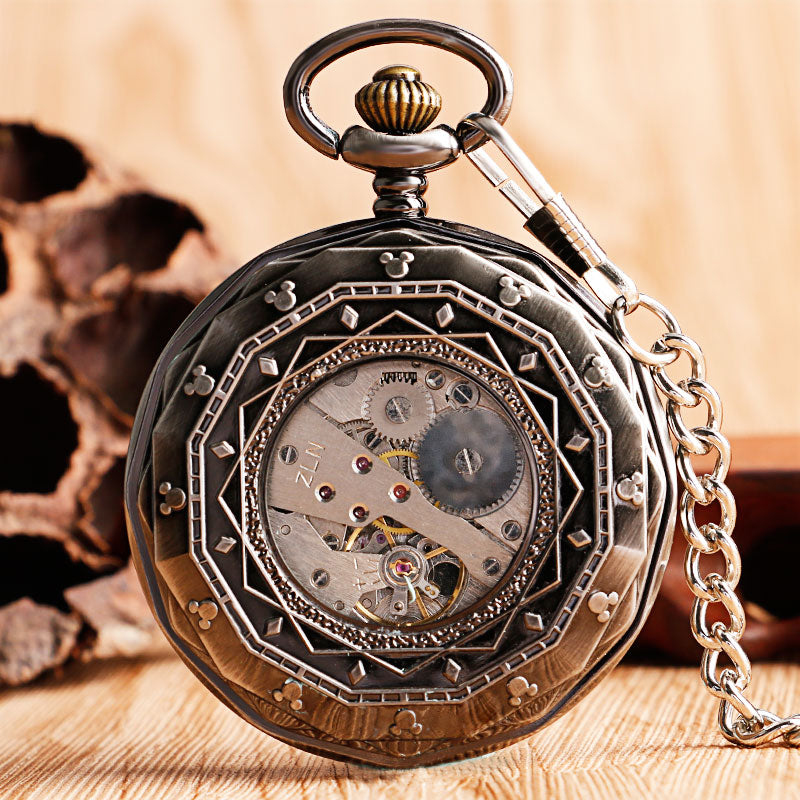 pocket watch with train on face