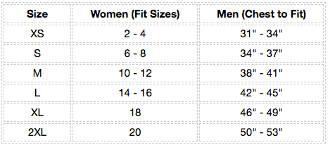 Saucer Pullover Crewneck Size Chart