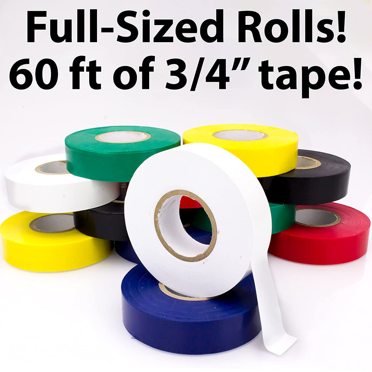 Colors 0.75" Bulk Value Pack by Nova Supply Electrical Tape Black 12-Ct 