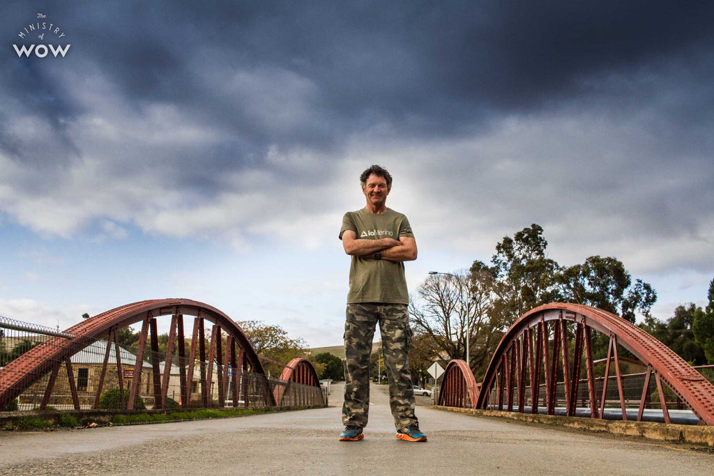 Image of Tony on his expedition around the globe wearing an ioMerino Universal Tee