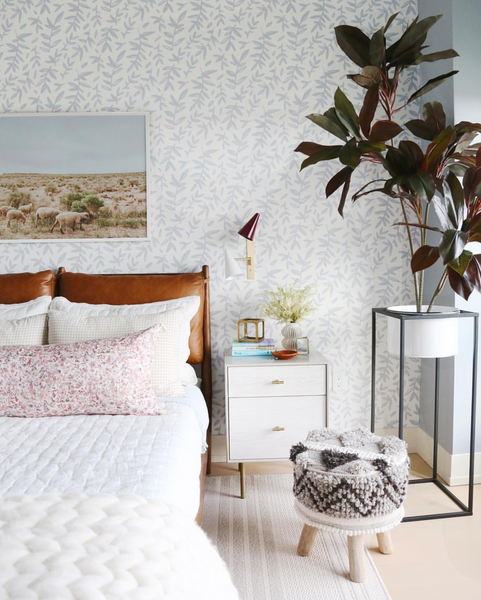 Real Simple Bedroom with wallpaper feature wall