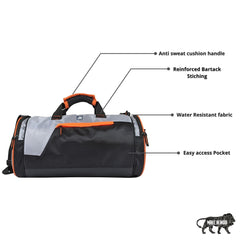 Mike dual tone gym bag - Grey black Mike dual tone gym bag - Grey black
