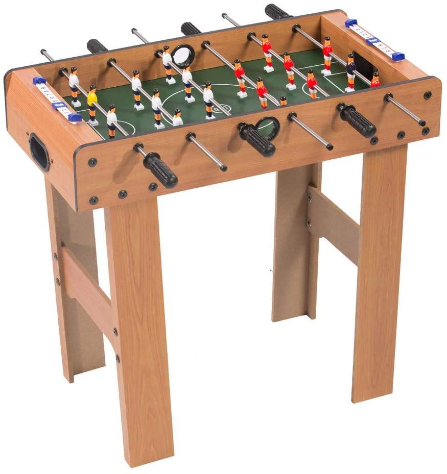Family Night Zimbala 27’’ Foosball Table Suitable for Game Room Wooden Competition Soccer Game Table Tabletop Football Game w/ 18 Soccer Keepers & 2 Balls Parties Portable Table Soccer Set 