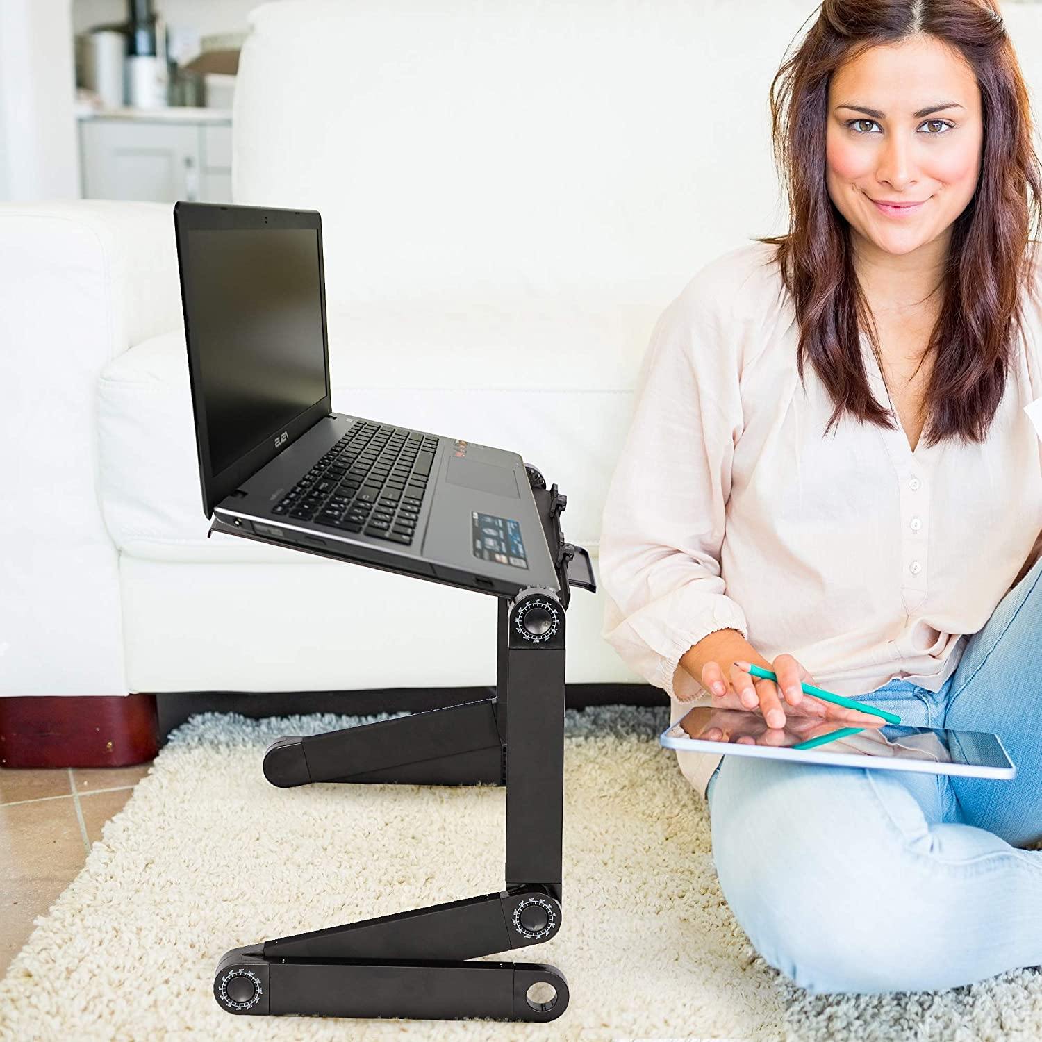Stunning Laptop table Stand Adjustable Folding Ergonomic Design with Mouse Pad 